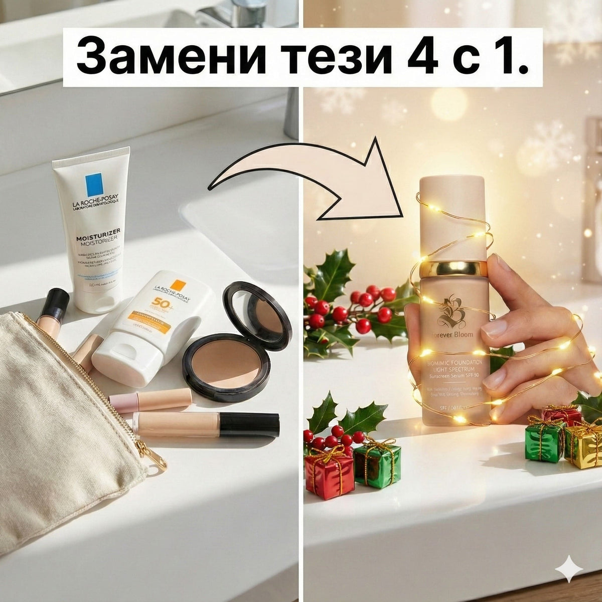 Фон дьо тен BELLA™ 4 в 1, който мигновено се адаптира към вашия уникален тен.